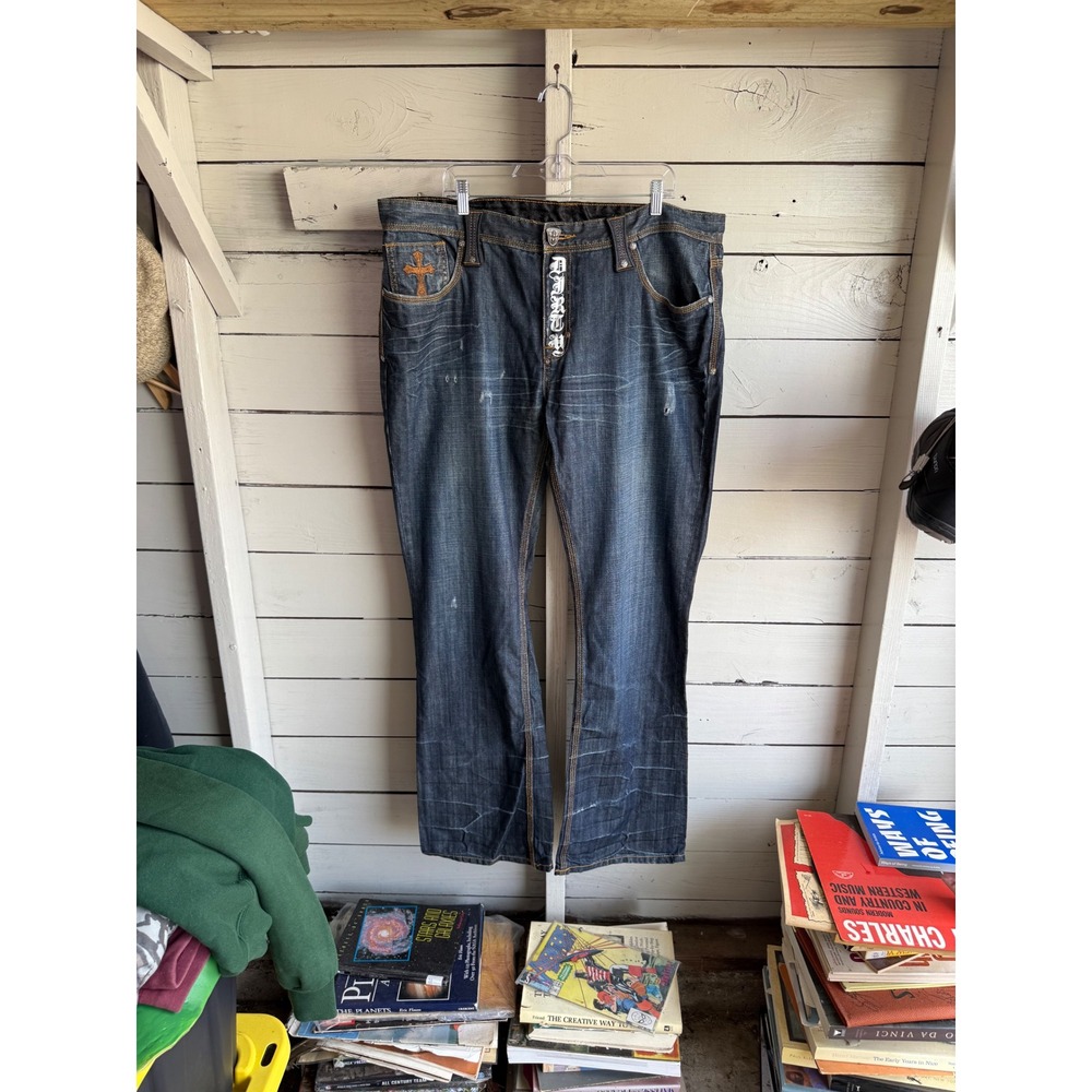 Blue Cult Premium Denim Goods Mens 42x31 Loyalty Embroidered Distressed Jeans